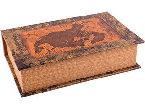 Buchbox "Landkarte klein" im Leder-Look, Schatzkiste im Vintage-Stil 21x13x5cm