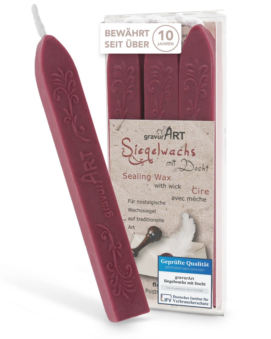 Siegelwachs (flexibel) mit Docht, 3-er Pack Vintage Rosé
