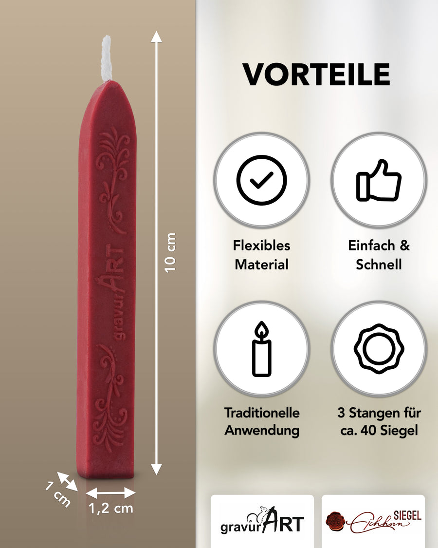 Siegelwachs (flexibel) mit Docht, 3-er Pack Vintage Rosé
