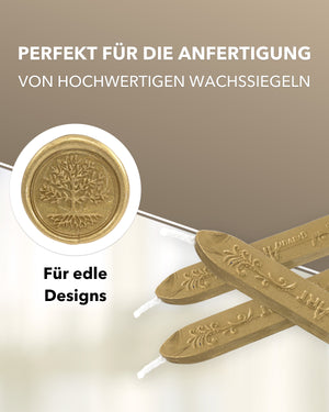 Siegelwachs (flexibel) mit Docht, 3-er Pack Brass