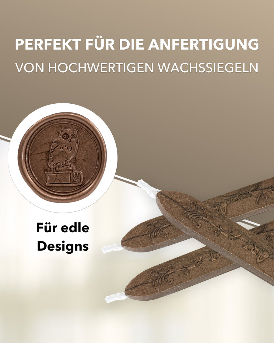 Siegelwachs (flexibel) mit Docht, 3-er Pack Schoko-Bronze