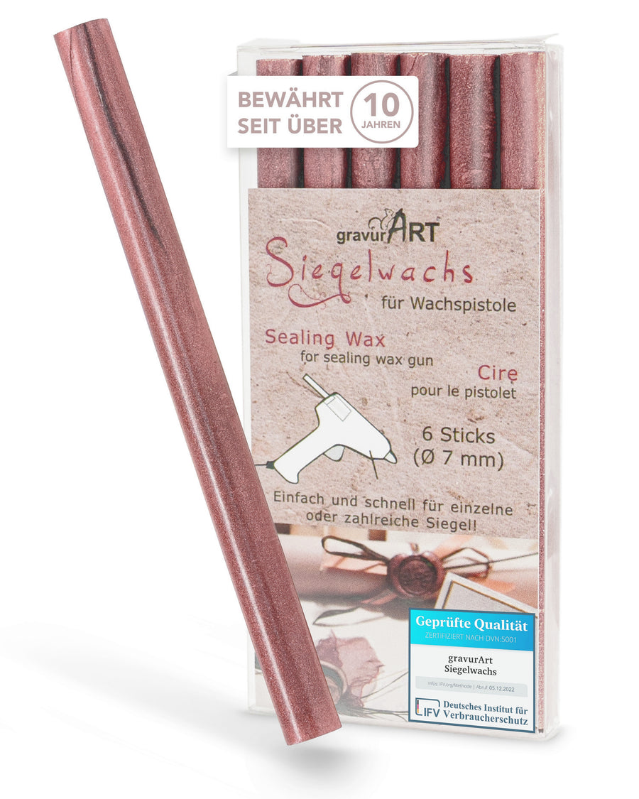 Siegelwachs (flexibel) für Pistole 7 mm, 6-er Pack Rubingold