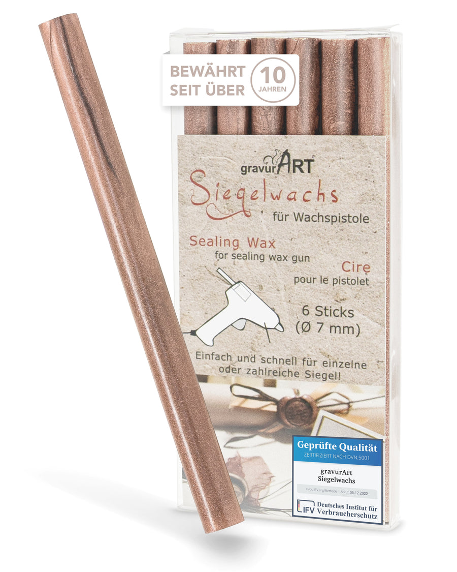 Siegelwachs (flexibel) für Pistole 7 mm, 6-er Pack Savanne / Rosé-Gold