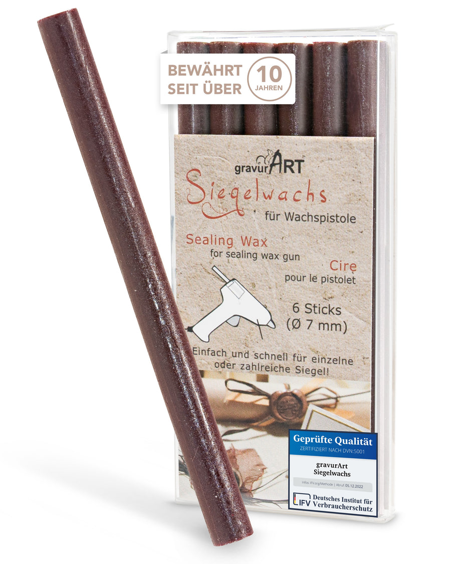Siegelwachs (flexibel) für Pistole 7 mm, 6-er Pack Kastanie