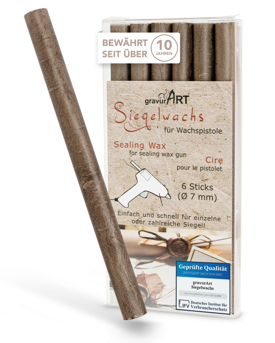 Siegelwachs (flexibel) für Pistole 7 mm, 6-er Pack Schoko-Bronze