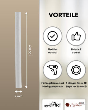 Siegelwachs (flexibel) für Pistole 7 mm, 6-er Pack Chinchilla