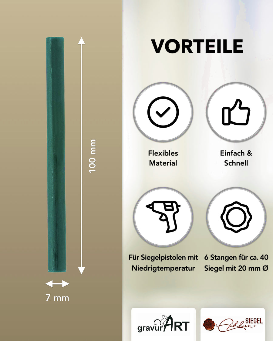 Siegelwachs (flexibel) für Pistole 7 mm, 6-er Pack Forest