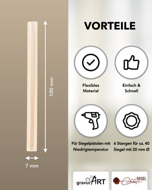 Siegelwachs (flexibel) für Pistole 7 mm, 6-er Pack Elfenbein perlmutt