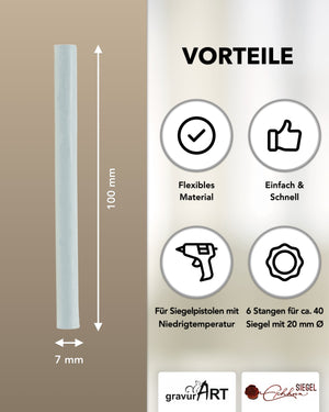 Siegelwachs (flexibel) für Pistole 7 mm, 6-er Pack Eukalyptus