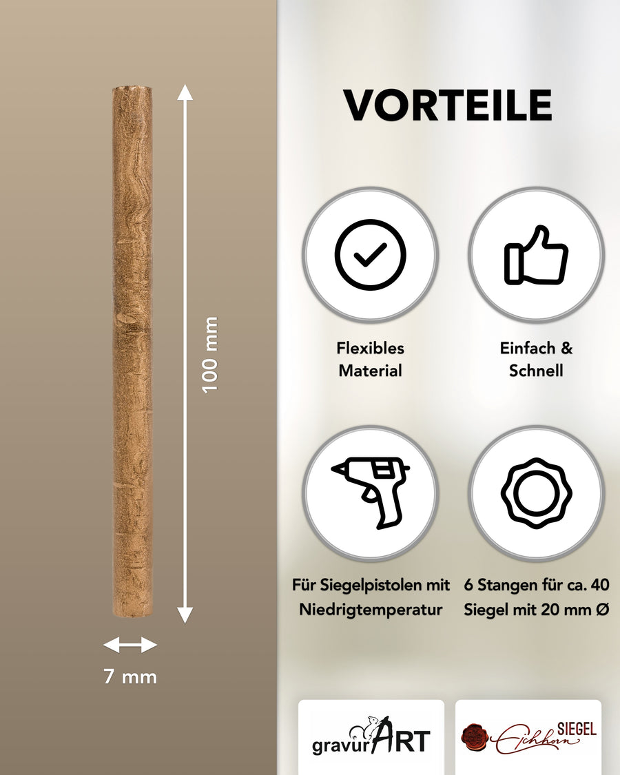 Siegelwachs (flexibel) für Pistole 7 mm, 6-er Pack Gold