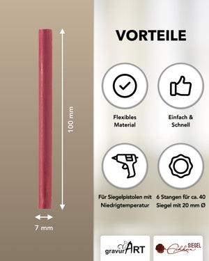 Siegelwachs (flexibel) für Pistole 7 mm, 6-er Pack Vintage Rosé
