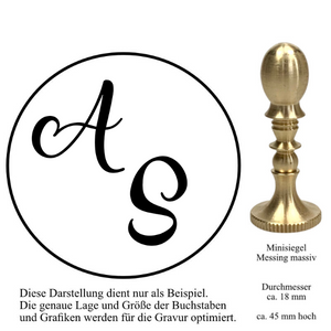 Minisiegel Messing Gravur Monogramm 2 Buchstaben
