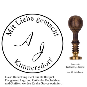 Siegel 20/25 mm mit Monogramm 2 Buchstaben und Rundtext
