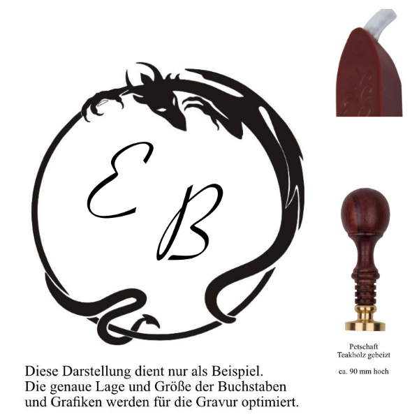Siegelset Sigillum Gravur Monogramm 2 Buchstaben und Zierrand