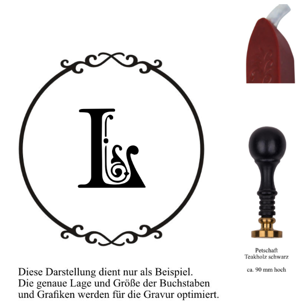 Siegelset gravurArt Gravur Einzelbuchstabe inkl. Siegelwachs und Siegelkissen