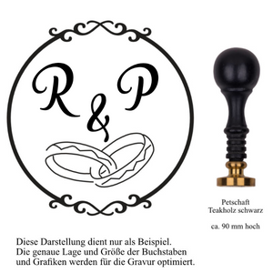 Siegel 25 mm Gravur Hochzeit und Monogramm