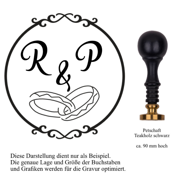 Siegel 25 mm Gravur Hochzeit und Monogramm