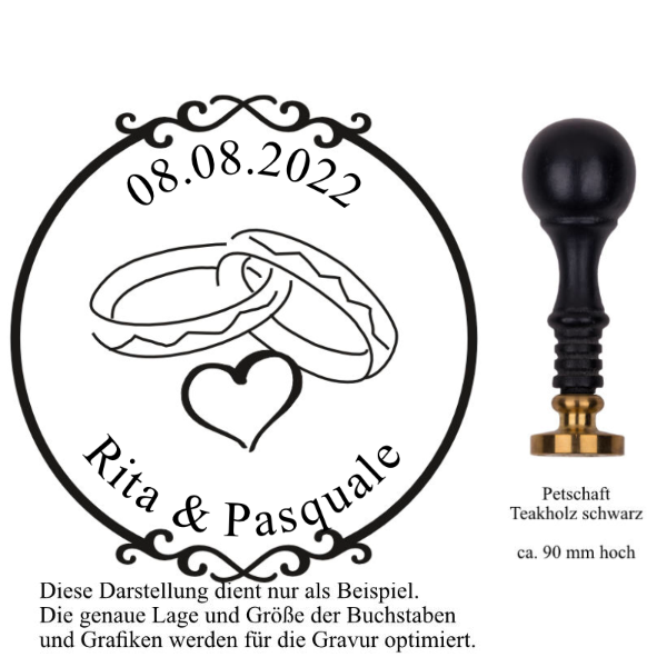 Siegel 25 mm Gravur Hochzeit und Rundtext