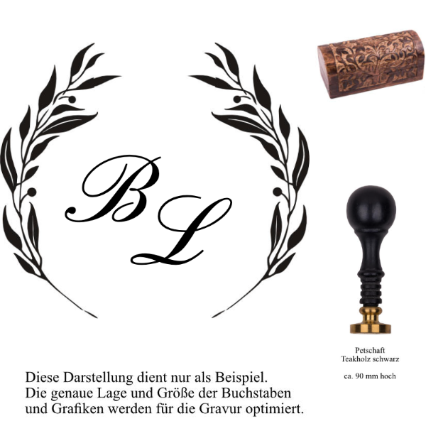 Siegelset Basic Gravur Monogramm 2 Buchstaben und Zierrand