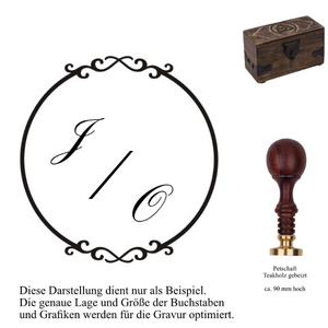 Siegelset Basic Gravur Monogramm 3 Buchstaben und Zierrand