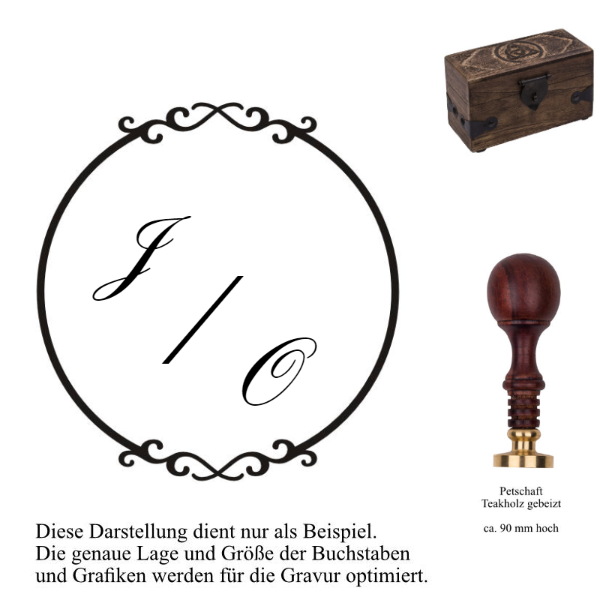 Siegelset Basic Gravur Monogramm 3 Buchstaben und Zierrand