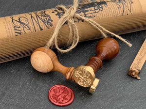 Siegelstempel personalisiert, 20/25 mm mit  2 Buchstaben und Zierrand