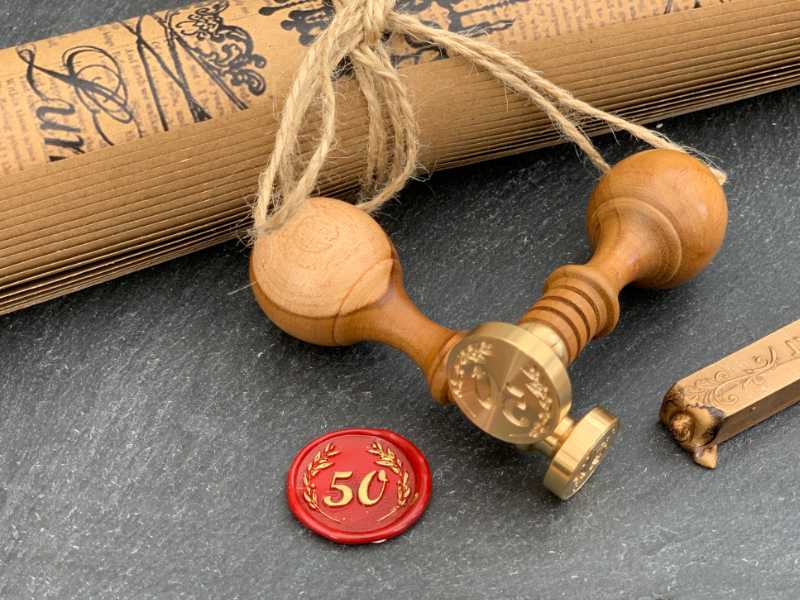 Siegelstempel personalisiert, 20/25 mm mit  2 Buchstaben und Zierrand