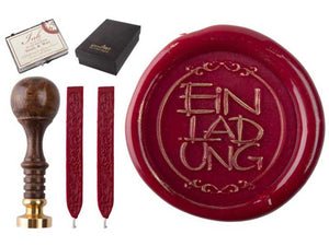 Siegelset gravurArt "Einladung" inkl. Siegelwachs und Siegelkissen gold