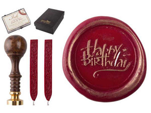 Siegelset gravurArt "Happy Birthday" inkl. Siegelwachs und Siegelkissen gold