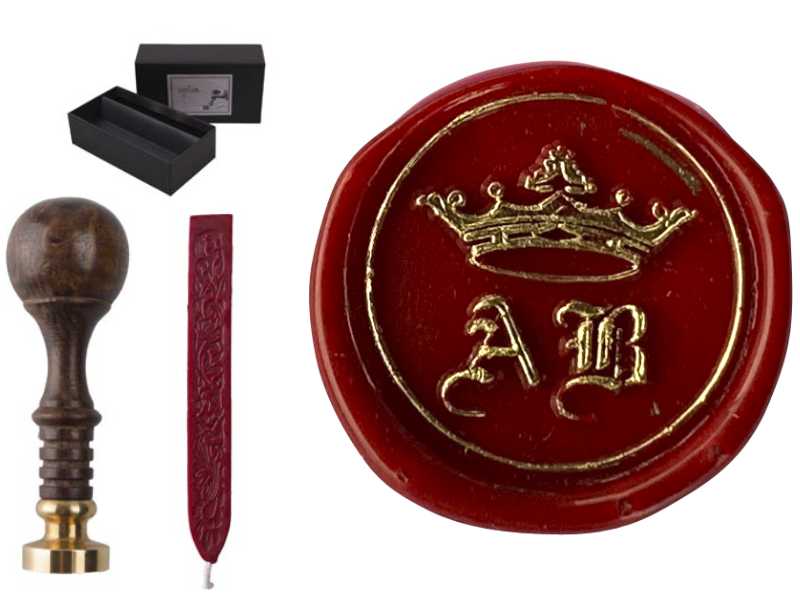 Siegel Stempel Set Mit Gravur - Buchstabe M + Siegelwachs - Im Geschenkkarton - Für Einladungen & Briefe