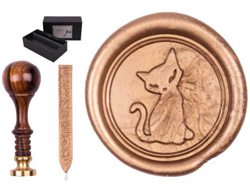 Siegelset Sigillum Motiv "Katze" inkl. Siegelwachs