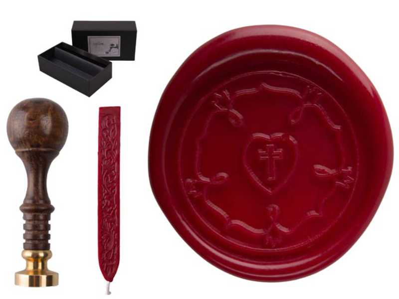 Siegelset Sigillum Motiv "Lutherrose" inkl. Siegelwachs