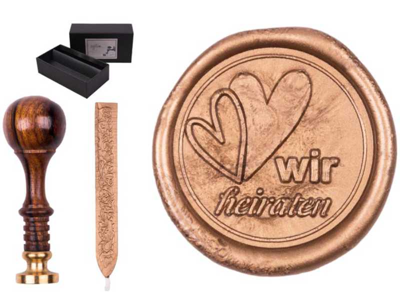 Siegelset Sigillum Motiv "Wir heiraten" inkl. Siegelwachs
