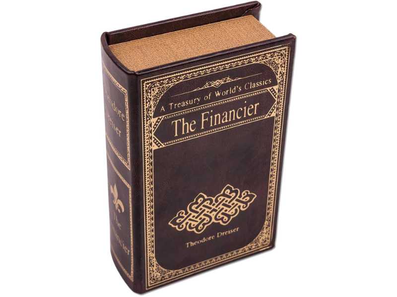 Buchbox "The Financier" klein im Antik-Buchlook aus weichem Lederimitat, 17x10x5cm