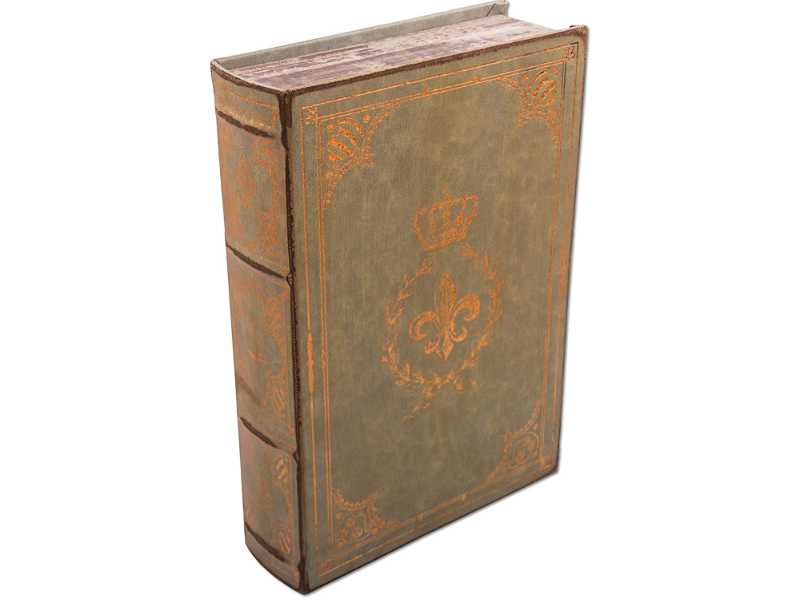 Buchbox "Fleur de Lis" aus weichem Lederimitat,  mit Goldprägung als Schatzkiste 30x20x7 cm
