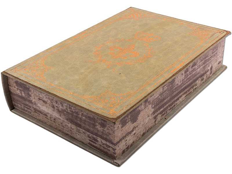 Buchbox "Fleur de Lis" aus weichem Lederimitat,  mit Goldprägung als Schatzkiste 30x20x7 cm