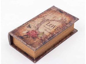 Buchbox "Love" im Antik-Buchlook aus weichem Lederimitat, Geschenkschatulle 20x13x4cm