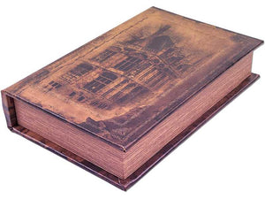 Buchbox "Old House klein" im Antik-Buchlook aus weichem Lederimitat, Schatulle 24x16x5cm