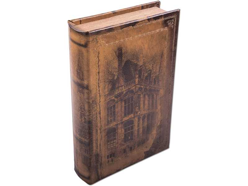 Buchbox "Old House klein" im Antik-Buchlook aus weichem Lederimitat, Schatulle 24x16x5cm