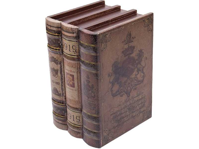 Buchbox Organizer "Wappen" aus weichem Lederimitat, Schatzkiste mit 3 Fächern 20x14x12cm
