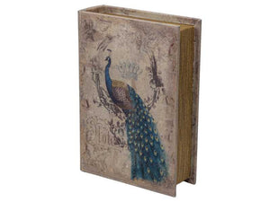 Buchbox "Pfau" aus Holz verkleidet mit Kunstleder