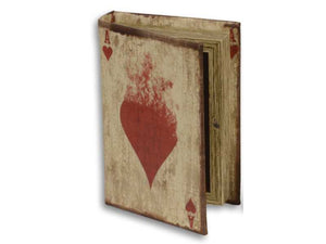 Buchbox "Skat" rot oder schwarz, im Antik-Buchlook aus weichem Lederimitat, 13,5x9x3cm