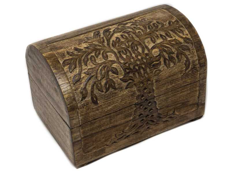 Holzbox "Baum des Lebens, Design 2" braun aus massivem Mangoholz, verschiedene Größen