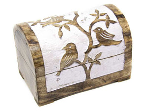 Holzbox Bird Box white wash, aus massivem Mangoholz in 2 Größen