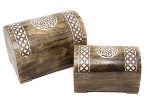 Holzbox Celtic Box white wash, aus massivem Mangoholz in 2 Größen