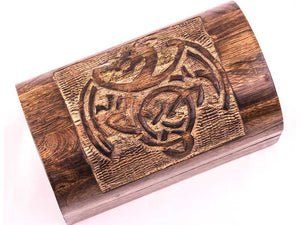 Holzbox "Drache" Geschenkbox aus massivem Holz mit Symbol 15x8x8cm