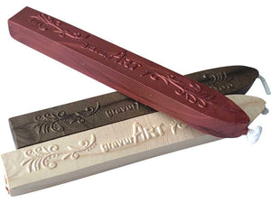 Siegelwachs mit Docht, 3-er Pack gemischt Rot metallic, Schoko-Bronze, Elfenbein
