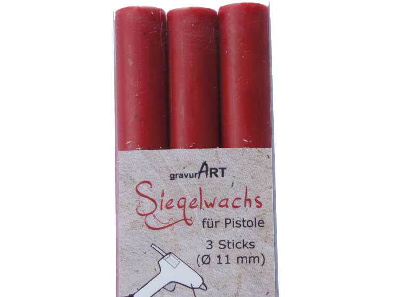 Siegelwachs für Pistole 11 mm 3-er Pack Kirschrot