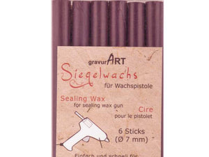 Siegelwachs (flexibel) für Pistole 7 mm, 6-er Pack Bordeauxviolett