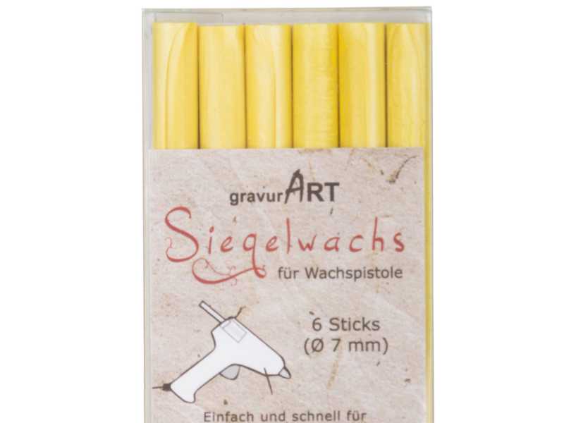 Siegelwachs (flexibel) für Pistole 7 mm, 6-er Pack Gelb-perl.